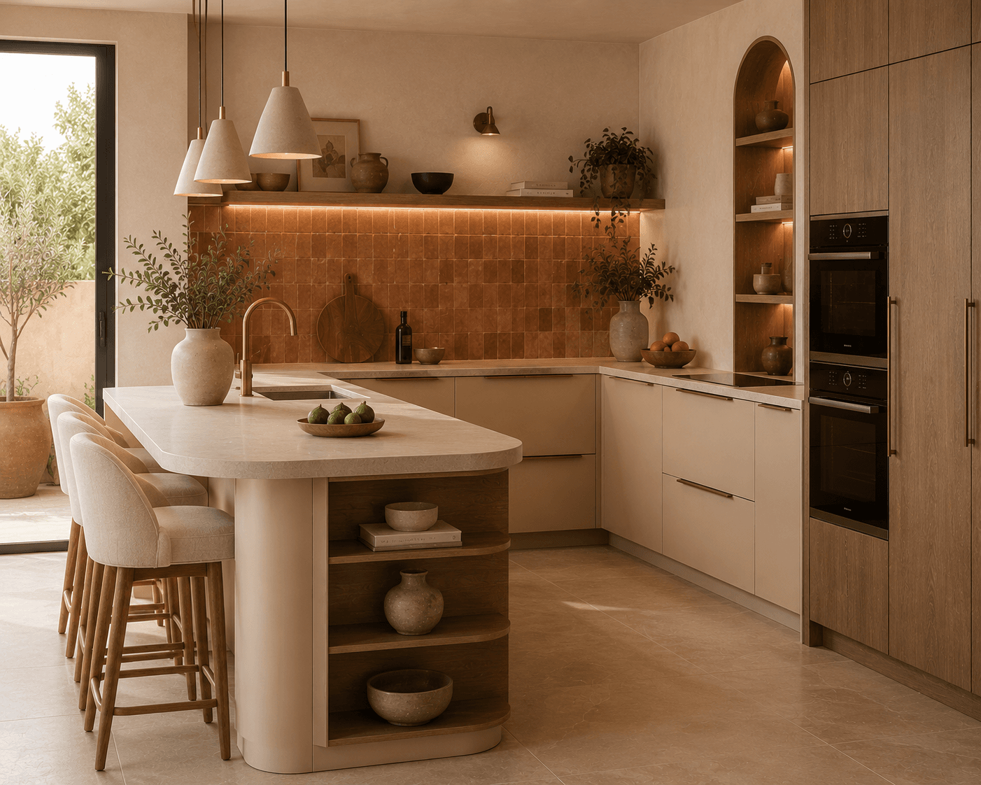 Kollektion in Terrakotta, Sand und naturbelassener Eiche