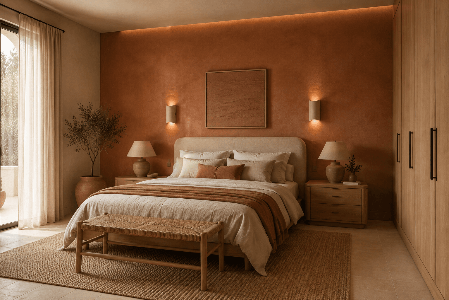 Kollektion in Terrakotta, Sand und naturbelassener Eiche